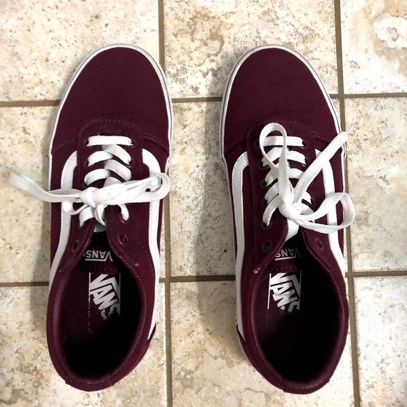 burgundy vans shoes womens